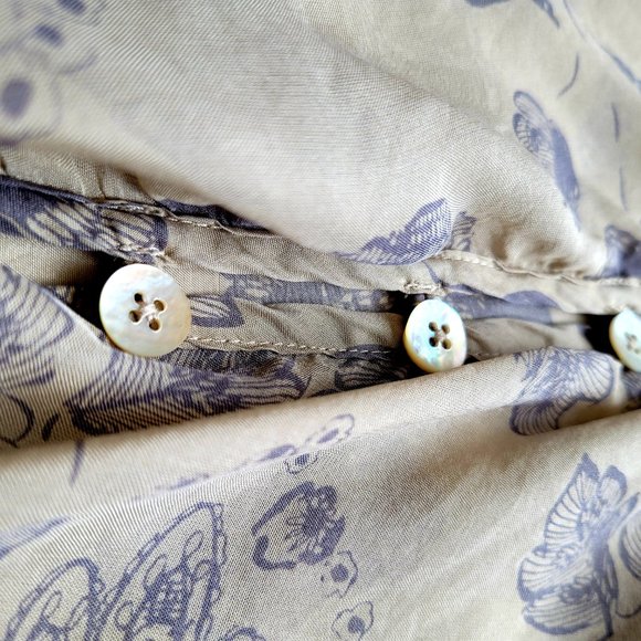 Cabi Women's Luxurious Blouse  Gold & Purple Floral (Bronze) 100% Silk Small - Picture 10 of 10